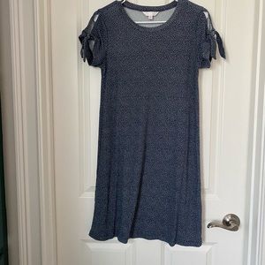 Summery light blue polka dot dress